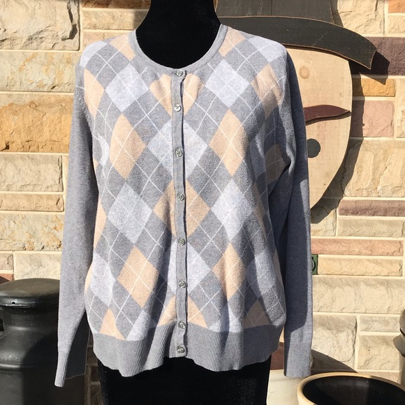 Croft Barrow Argyle Cardigan Sweater 